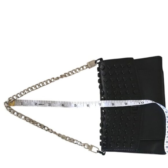 Steve Madden Aidan Battery Stud Flap Purse Shoulder Bag Black - Picture 6 of 6